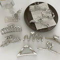 Fashion Hair Accessories Set Vintage Geometric Silver Alloy Butterfly Hair Clips Korean Trend Large Girls Hair Claw Clips