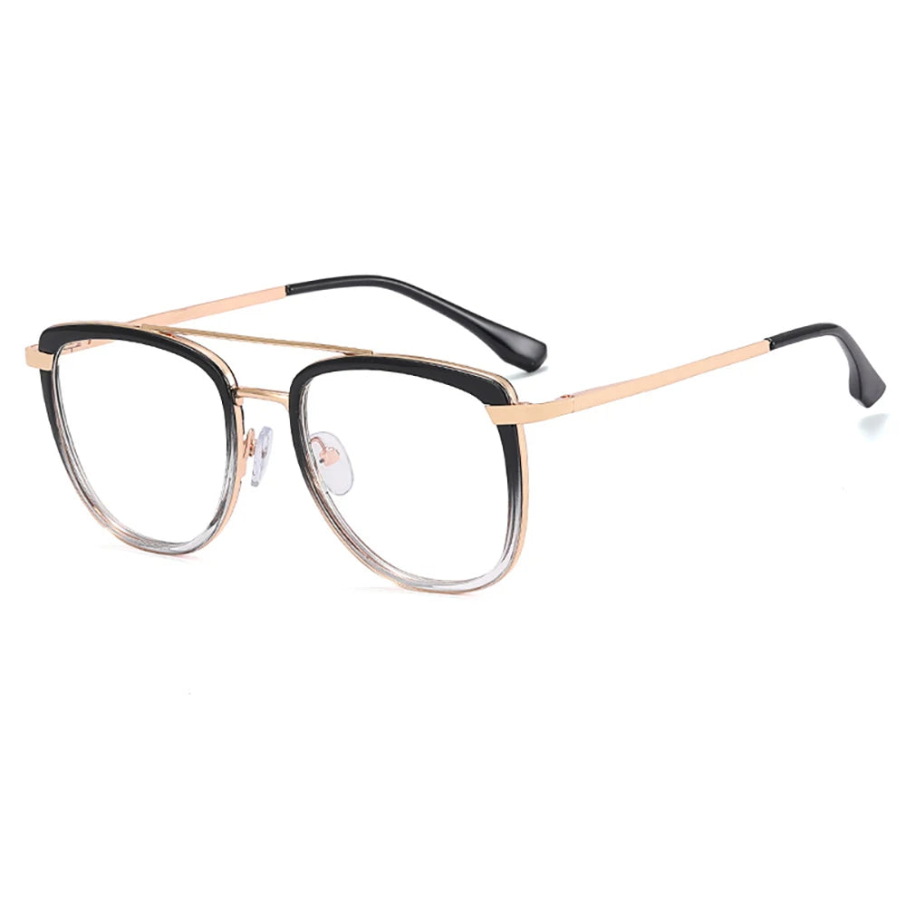 Women's Custom TR90 Optical Frames Square Metal Eye Spectacles with Anti-Blue Light Blocking Lenses Available Multiple Colours