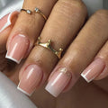 Popular Nude square Stick on Press on Nails Short French Nail Artificial Decoration Fake Nails