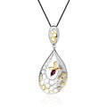 C7925 Abiding Natural Rhodolite Garnet Bee Honey Gold Plated 925 Sterling Silver Jewelry Necklace Pendant
