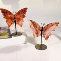 Wholesale Fengshui Decoration Natural Crystal Healing Crafts Red Fire Quartz Butterfly Wings With Stand for Home Ornament