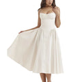 RNSHANGER Summer Women's Long Dresses Fashion Sexy Sleeveless Party Dresses Elegant Female Solid Color Spaghetti Strap Dress