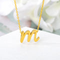 Creative Lowercase Letters Pendant Necklace Gold Plated Stainless Steel Hollow Alphabet Necklace
