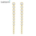 LUOTEEMI Bridal Fashion Large Jewelry Wedding Earing Bohemian Dangling Zircon Statement Long Earring Woman