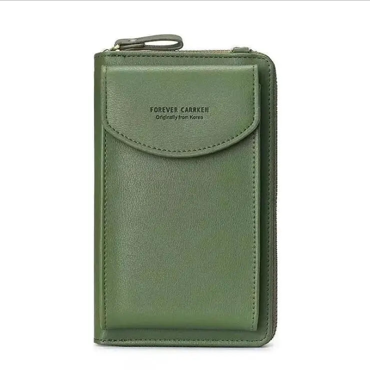 2020 Hot Selling Korean Style Female Large Capacity RFID Female Mobile Phone Wallet Short Zipper Card Buckle Bag