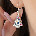 CAOSHI OEM Christmas Tree Design Micro Inlay Colorful Crystal Zircon Earring for Women Fashion Party Silver Plated Drop Earrings
