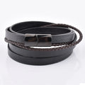 Fashion Hot Sale Flat Braided Leather Cord Wrap Bracelet Men Customized Magnetic Clasp Bracelet