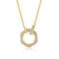 YILUN Yellow Gold Plated Circle Pendant Necklace 925 Sterling Silver CZ Crystals Stones Circle Necklace Women's Fashion Jewelry
