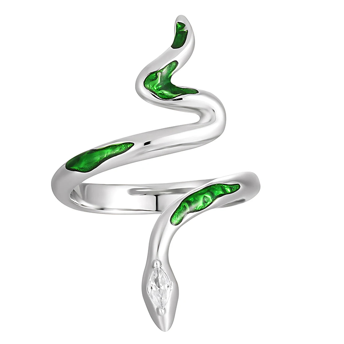 Fine Snake Zircon Enamel Band Rings for Women 925 Sterling Silver Fashion Girl Gemstone Adjustable Ring Designer Custom Jewelry