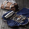 Bartender Kit Portable Steel Cocktail Boston Shaker Set Canvas Cloth Bag Bar Tool Shaker Set Bag for Traveling