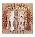Handmade Cotton Mini Macrame Keychain Boho Macrame Keychain With Tassel for Car Key Purse Phone Wallet