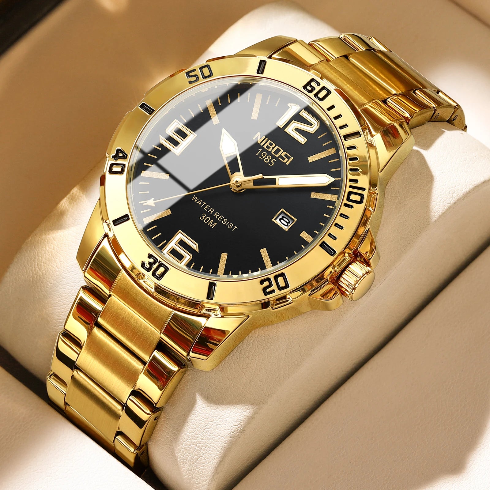 2024 NIBOSI 1985 Reloj Para Hombre Vintage Style Luxury Business Stainless Steel Men Quartz Watch