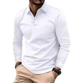 RNSHANGER Classic Men's Simple Solid Color Lapel Polo Shirts Spring Business Leisure Outdoor Travel Long Sleeve Men Polo Shirts