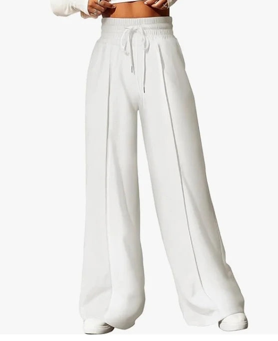 Women's High Waisted Drawstring Waist Wide Leg Sweatpants With Pockets Casual Loose Yoga Pants