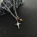 New Fashionable Stainless Steel Asymmetrical Pentagram Pendant Necklace 18K Gold-Plated Trendy Link Chain for Men Women Jewelry