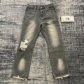 DENIMGUYS Custom Fashion Black Gray Vintage Wash  Men's Distressing Denim Pants Baggy Wide Leg Raw Hem Ripped Jeans for Men
