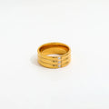 High End 18K PVD Gold Plated 3 Cambered Surface 3 CZ Rings  Stainless Steel Jewelry Women Gift