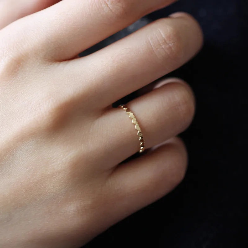 Trendy S925 Sterling Silver 14K Gold Plated Little love Extremely Slim Exquisite Japanese Style Tail Ring