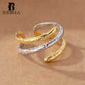 Irregular Gold Silver Mixed Color 925 Sterling Silver Korean Ring Layered Rings Multi Layers Uneven Twisted Open Rings for Girls