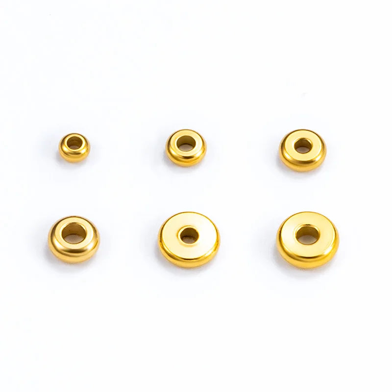 Color Protective DIY Handmade Bracelet Necklace Spacer Beads Smooth 3-9mm Stainless Pvd Gold Plating Jewelry Findings Components