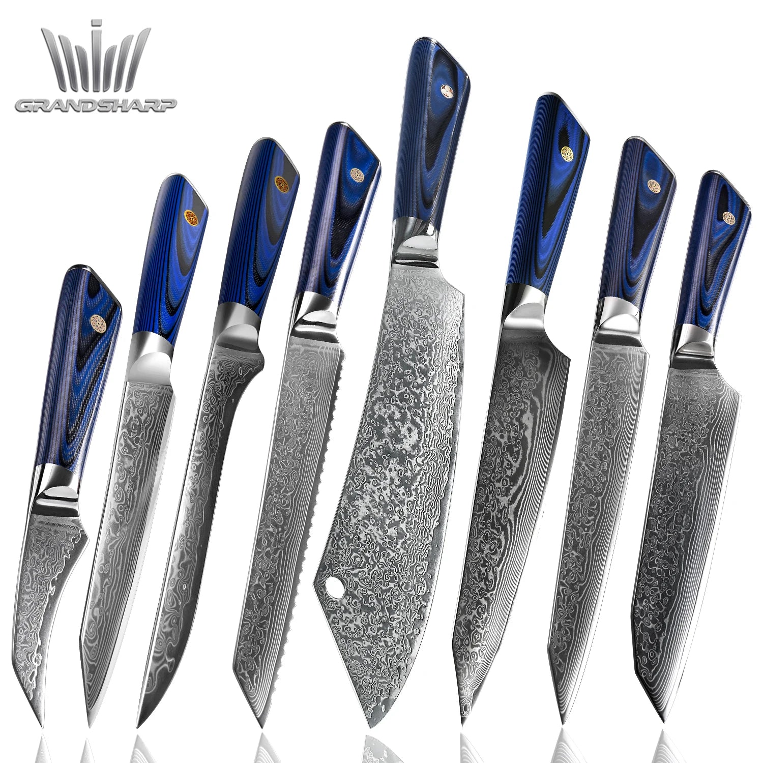 Professional 10cr15 67 Layers Damascus Japanese Knife Set Slicing Paring Bread Cleaver Gyuto Kitchen Chef Knives with G10 Handle