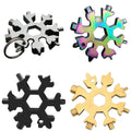 Multifunction Snowflake Wrench 18 in 1 Tool Stainless Steel Multitools Bottle Opener Screwdriver Wrench Keychain