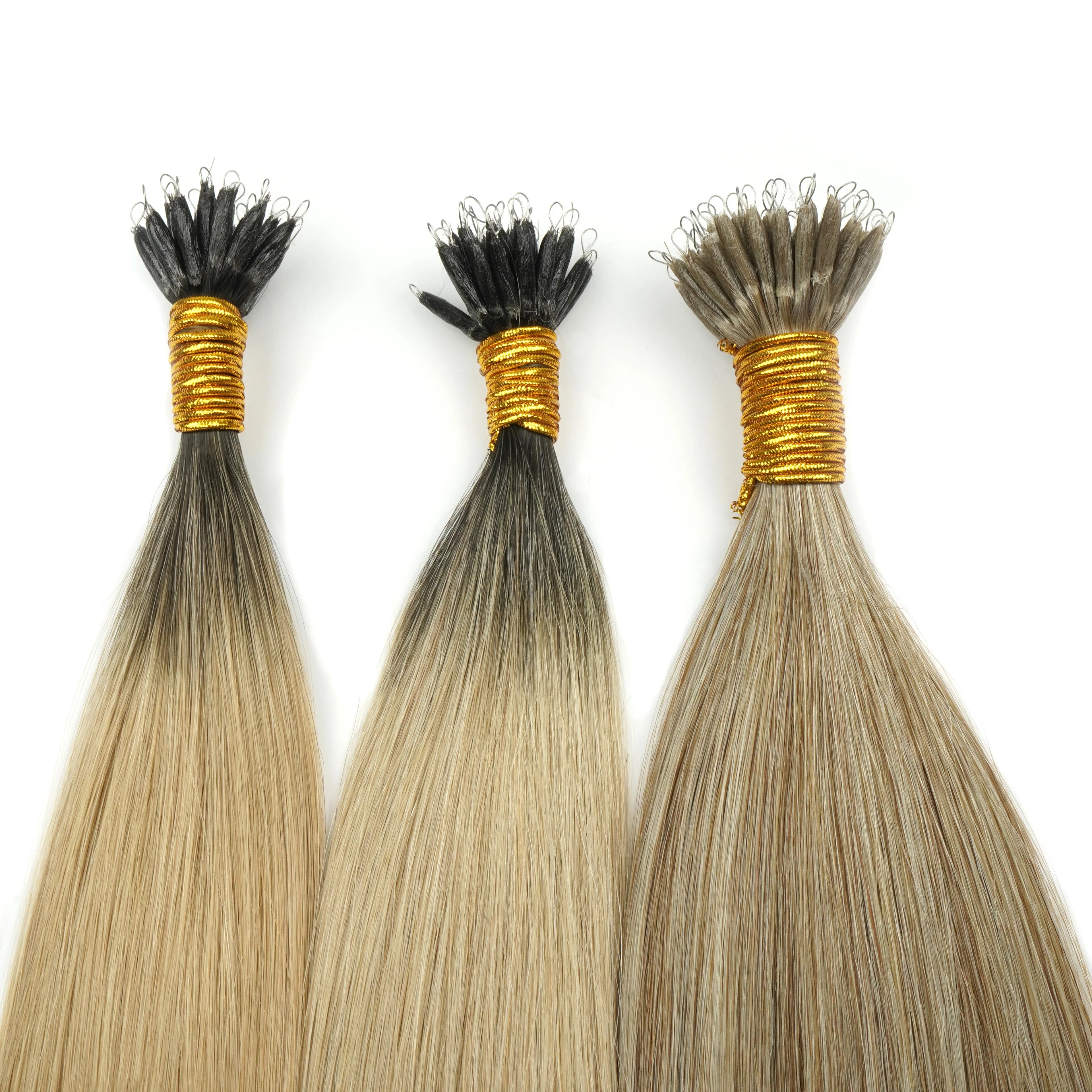 Double Drawn Russian High Grade Nano Ring 100% Virgin Remy Human Hair Extension Full Cuticles Aligned No Shedding Perm Hair