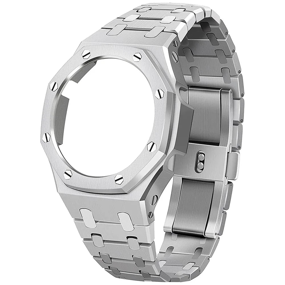 Metal Watch Band Strap Bezel Models for GShock GA2100/ GA2110 Watch Strap Black Silver