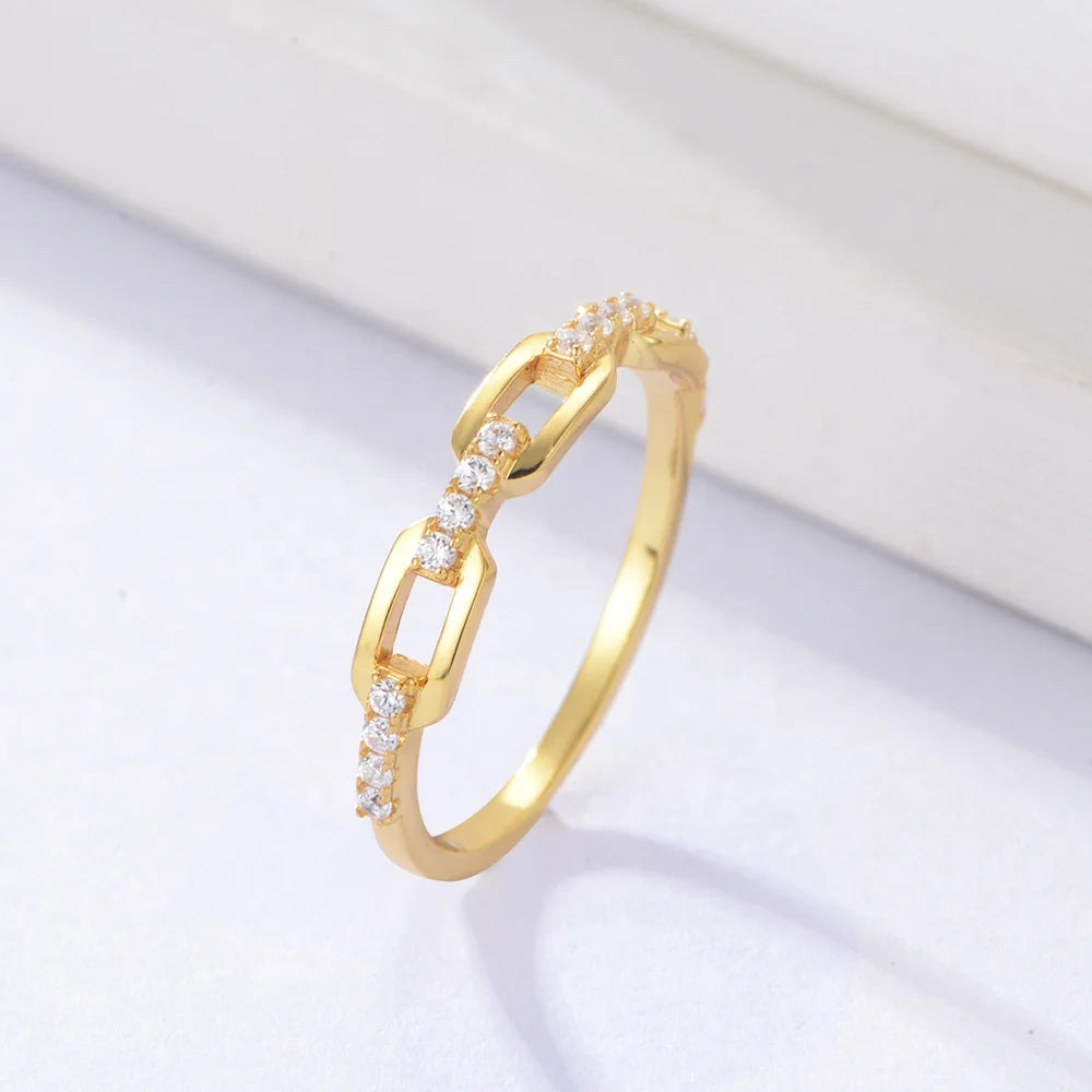 Europe and America Women Retro Personality Chain S925 Jewelry Zircon Sterling Silver Ring