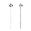 Popular Tassel Earrings 999 Sterling Silver Zircon Heart Star Flower Square Circle Shaped Stud Earrings