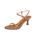 2024 Women's High Heel Lace-up Sandals New Korean Edition Casual Sexy Open Toe One Word Buckle Thin Heel Comfort Breathable