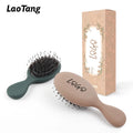 Hot Sale Custom Logo Mini Hair Brush with Cushion Detangler Paddle Rubber Handle Vent-Compact Design