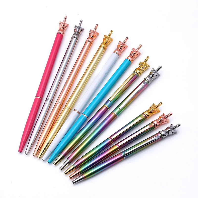 Rainbow Digital Fantasy Gradient Ramp Horse Head Pen Mini Long Notebook Easy Carry Nurse Wallet Metal Thin Slim Metal Ball Pen