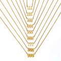 High Quality Shiny Gothic Angel Number 111-999 18k Gold Plated PVD Stainless Steel Delicate Necklace Trendy Tarnish Free Jewelry