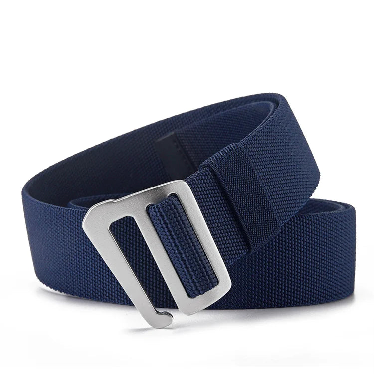 Men's Canvas Webbing Belt Outdoor Elastic Belt Aluminum Buckle Versatile Adjustable Nylon Woven Belt