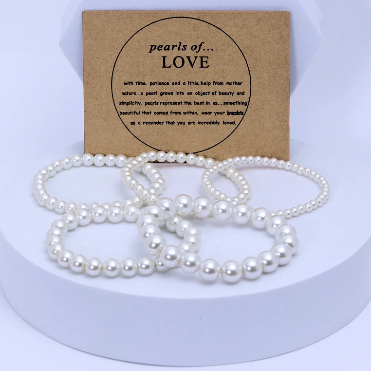 Wholesale 4 5 6 8 10mm Women Imitation Pearl Beaded Chain Bracelet Jewelry for Women