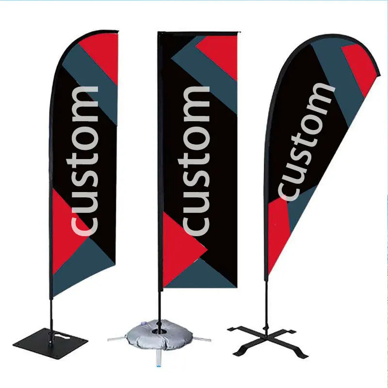 AOZHAN Advertising Custom Glass Fibre Flying Banners Bali Bow Sail Swooper Teardrop Flag Feather Beach Flag Banners with Pole