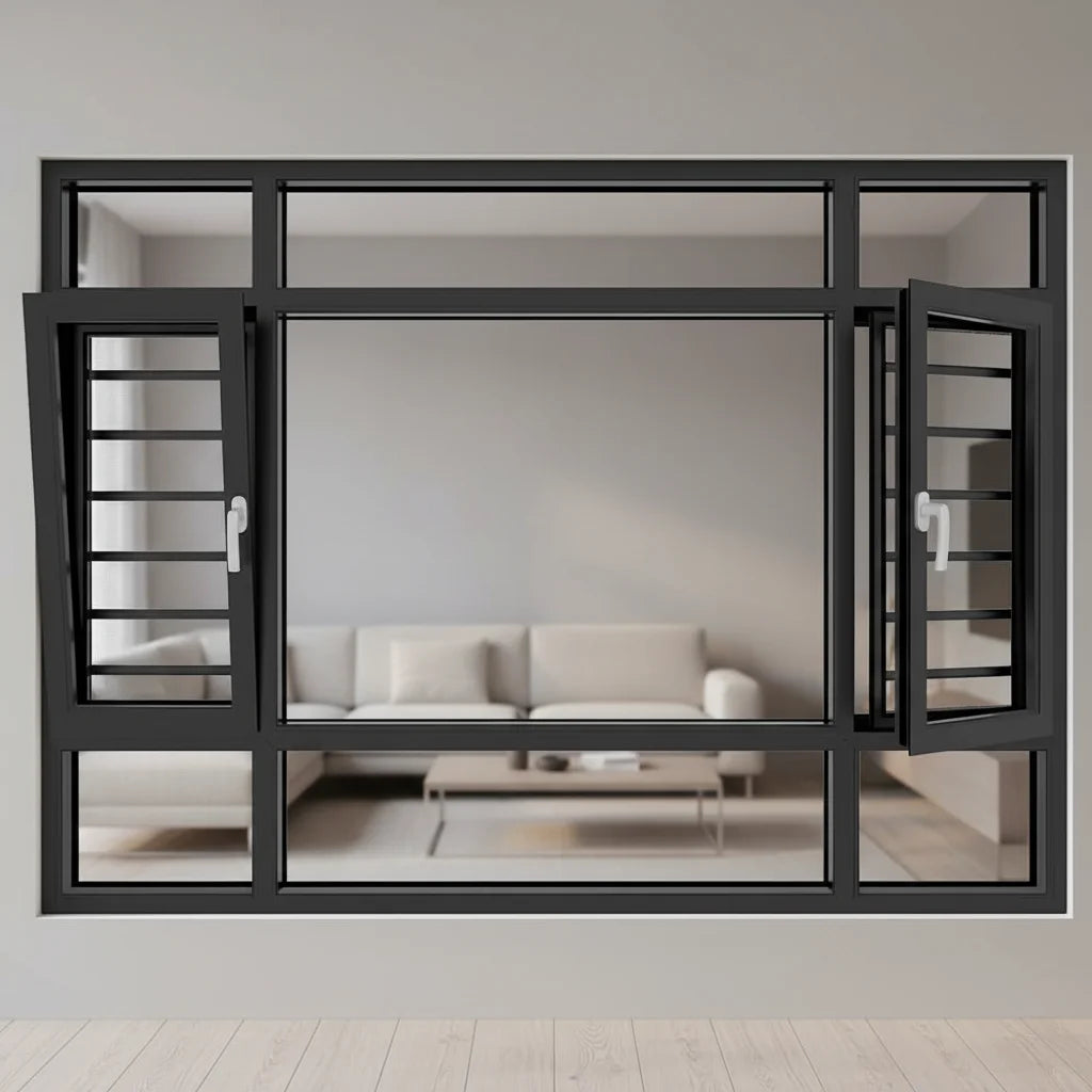 Foshan Wholesale High End Noiseless Tilt Turn Aluminum Double Glass Window for Commercial Houses Project