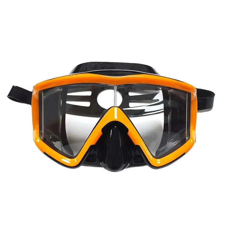 Custom HD Three Sides Tempered Glass Lens Adult Snorkel Diving Mask with Panoramic View
