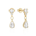 925 Sterling Silver 5A Zirconia Tear Drop Pendant Tassel Stud Earrings CZ Pendant Earrings