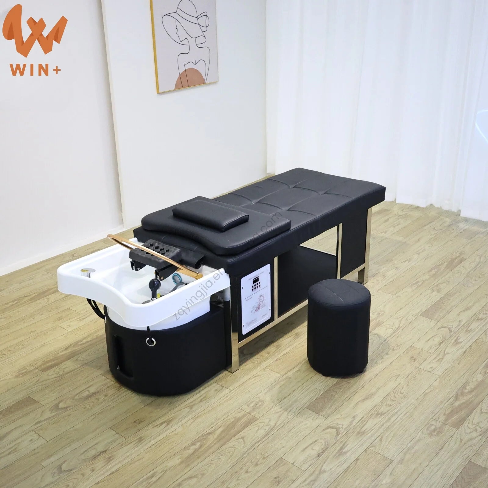 Winplus Modern Lay Down Pu Leather Headspa Water Therapy Japanese Head Spa Hair Salon Washing Chair Thai Massage Shampoo Bed