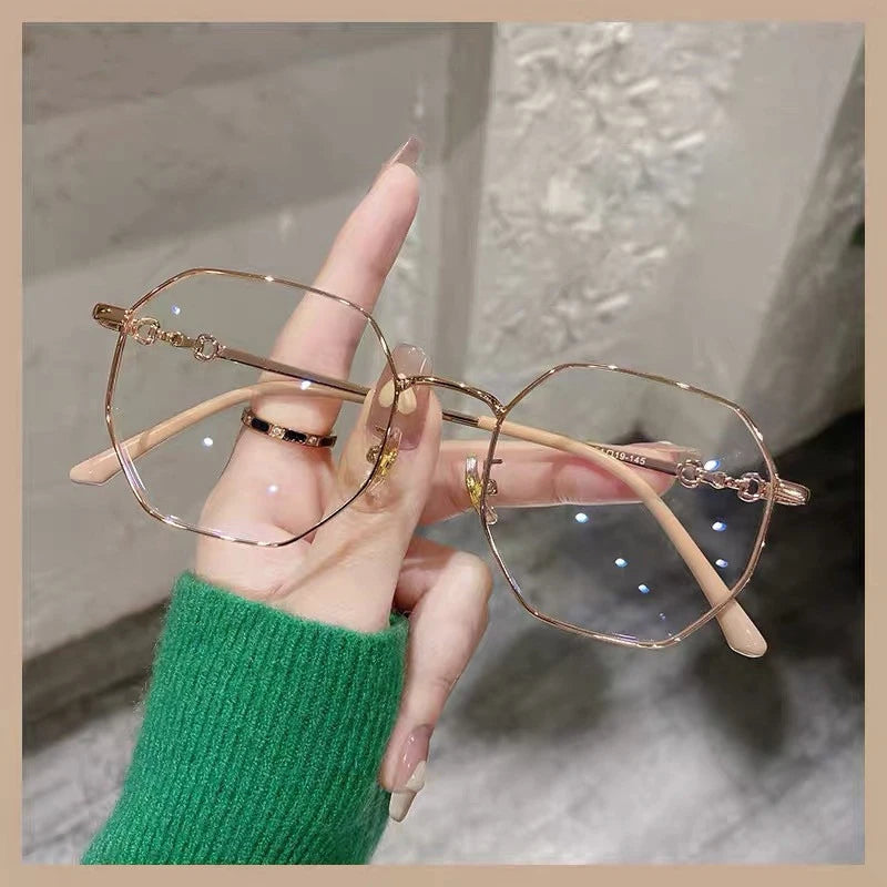 Classic Blue Light-Blocking Women's Cat Eye Optical Eyeglasses Frames Fashion Metal Spring Hinge Eyewear