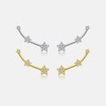 FUAMAY 18k Gold Plated 925 Sterling Silver Meteor Drop Earrings Star Earrings With Zircon