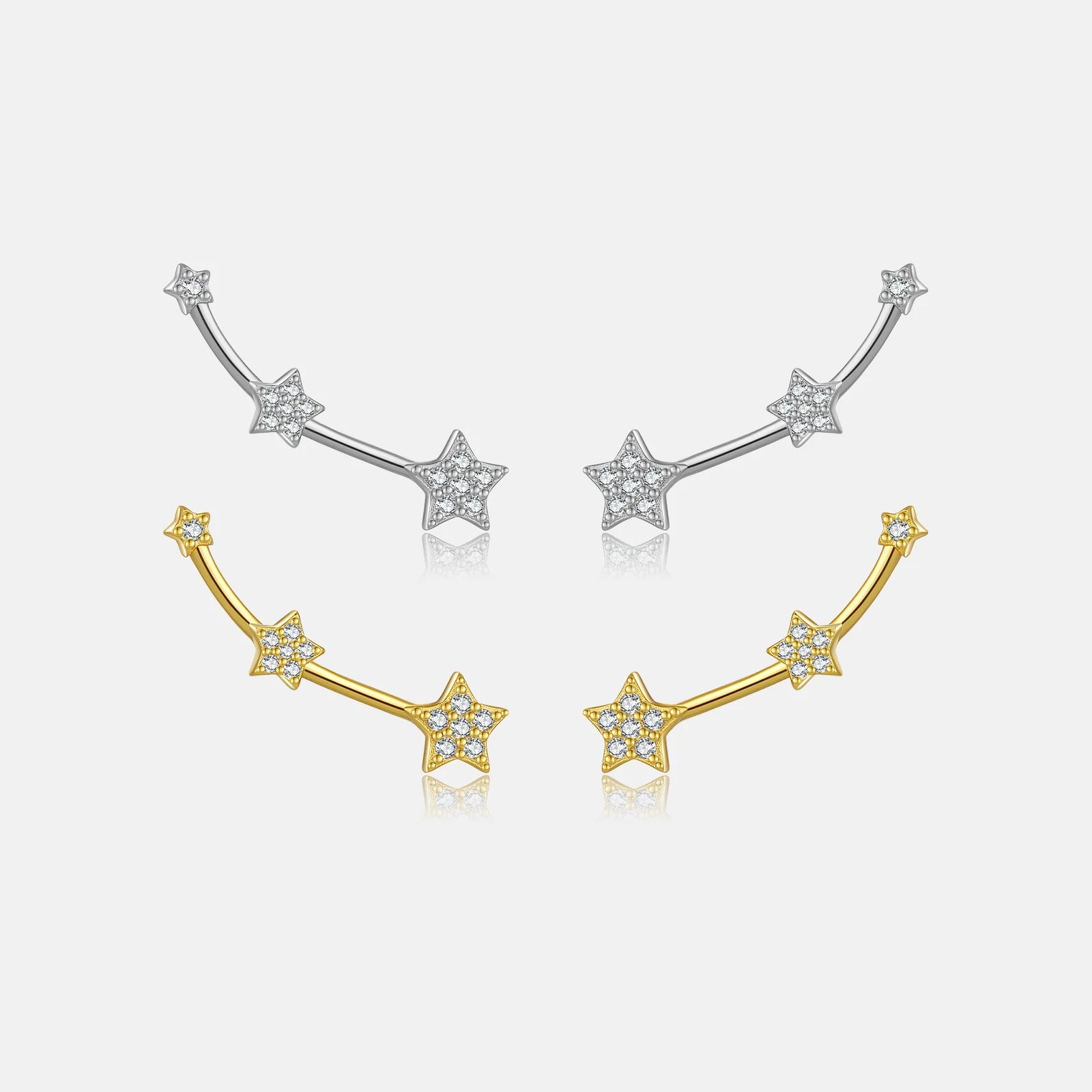 FUAMAY 18k Gold Plated 925 Sterling Silver Meteor Drop Earrings Star Earrings With Zircon