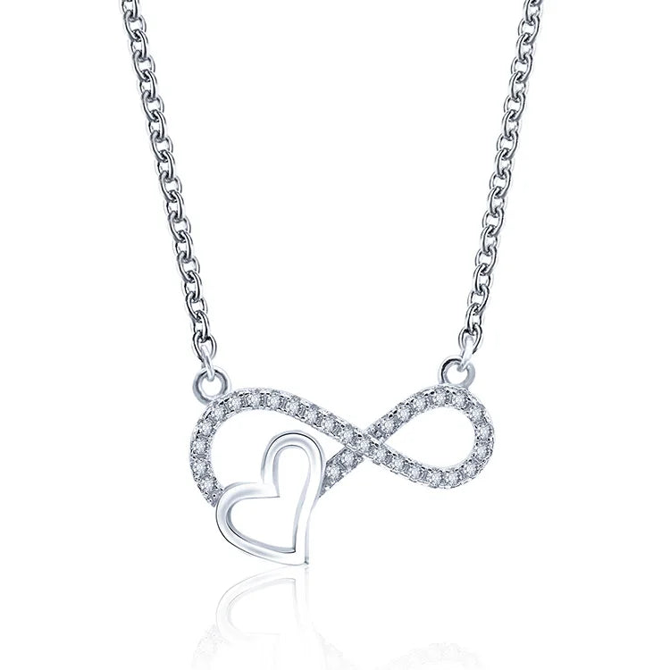 925 Sterling Silver Heart Infinity Pendant Necklace Rhodium Plated Custom Name Classic for Wedding Party Engagement Anniversary
