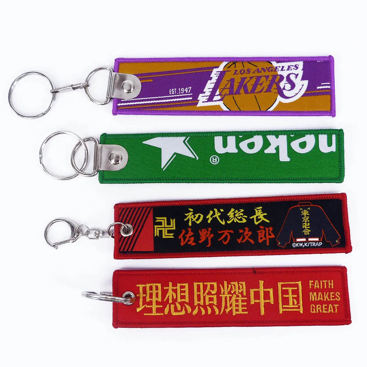 Wholesale Flight Custom Jet Tag Key Chains Fabric Woven Brand Label Woven Custom logo Key Tag Embroidered Key Ring