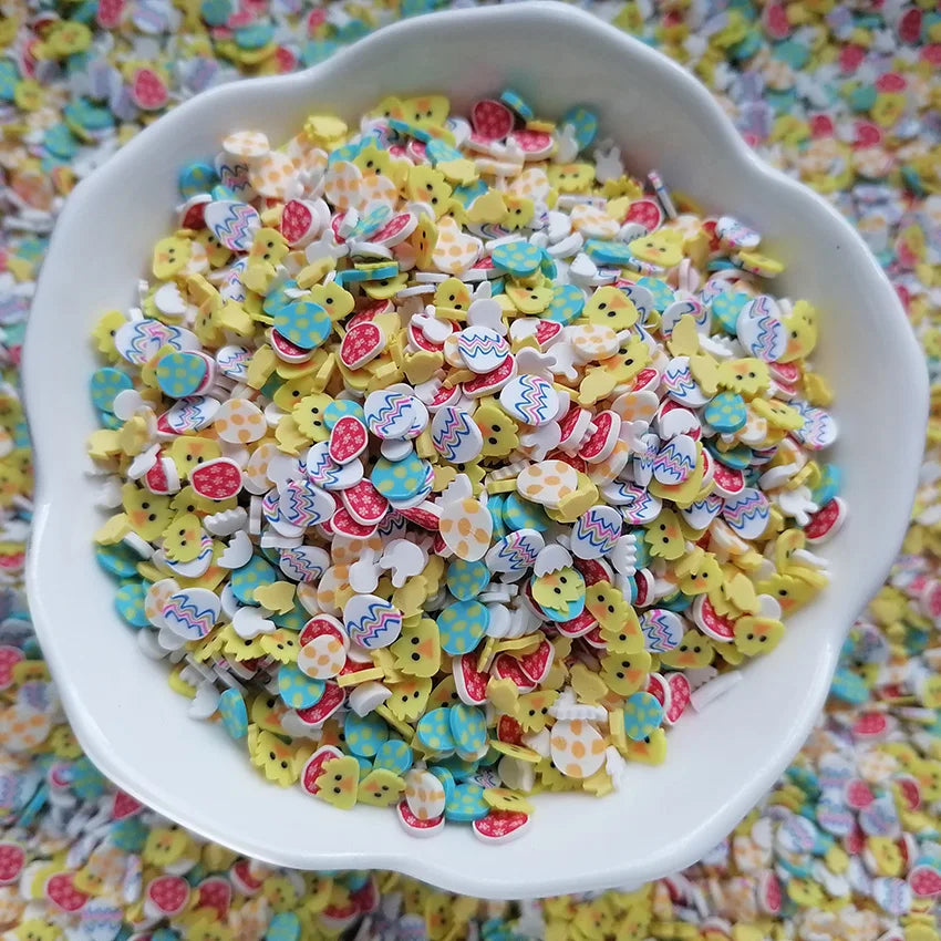 1000g DIY Craft Slime Filling Easter Cracked Egg Bunny Yellow Chick Polymer Clay Sprinkles Slices