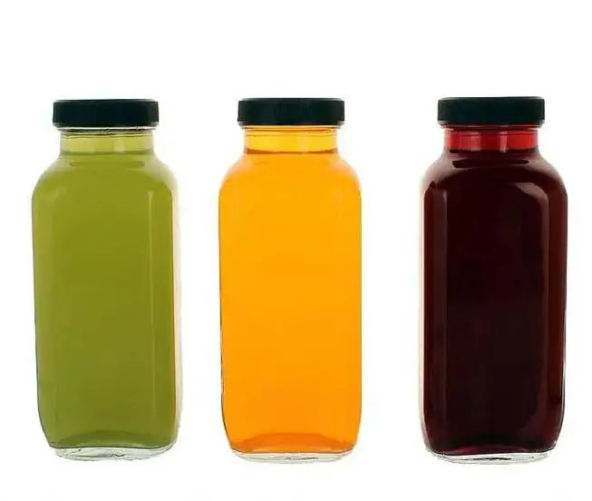 Wholesale Empty Square 500ML Milk Juice Tea Drink Glass Bottle With Lid