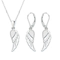 Wholesale Fashion Sterling Silver Jewelry Angel Heart Wing  Necklace and Earrings Jewelry