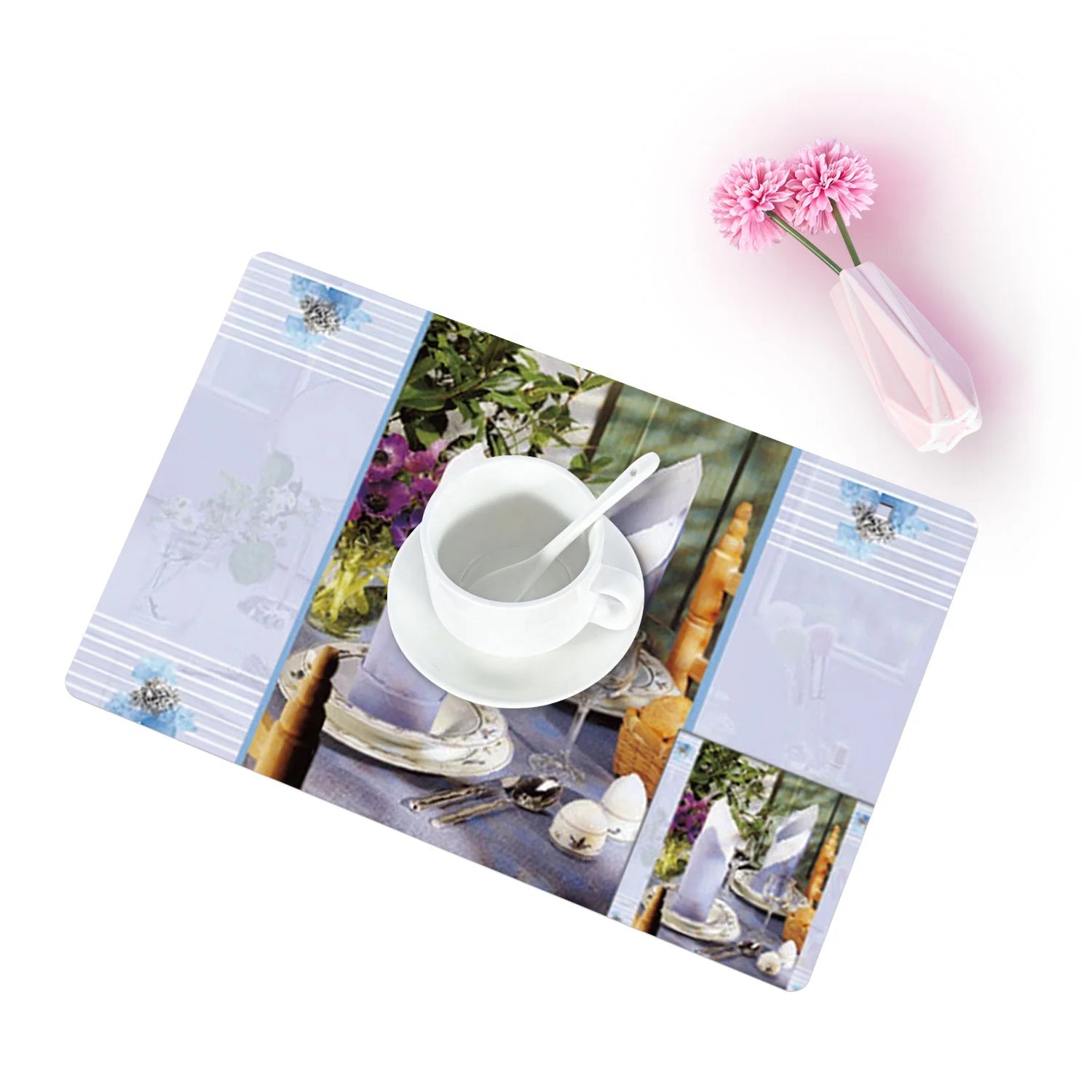 Designer Floral Printed Rectangle Table Mat and Coaster Set Attractive Nonwoven Plastic from China Supplier